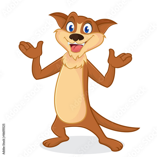 Weasel cartoon mascot smiling and standing