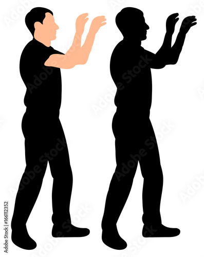  isolated  silhouette man applauding