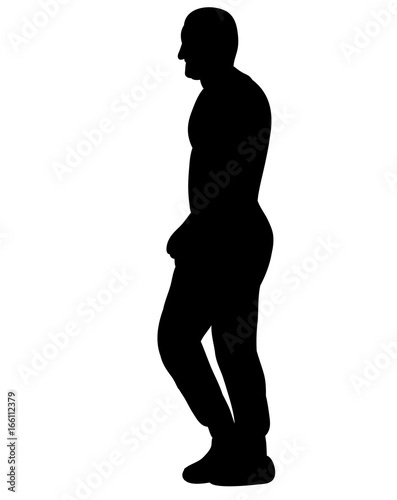  isolated, silhouette man walking sideways