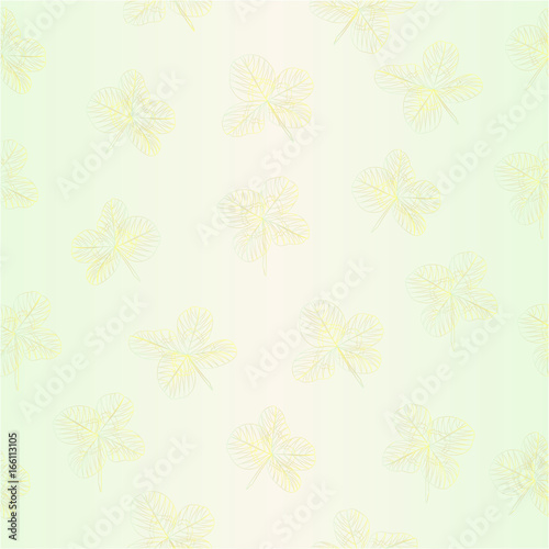 Seamless texture contour Leaf clovers symbol of good luck vector editable illustration hand draw