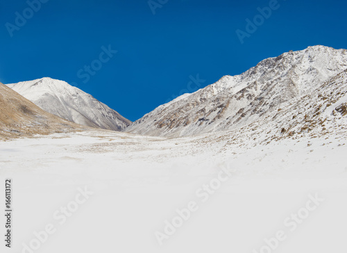Beautiful landscape of mountain with snow