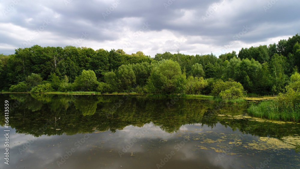 Obraz premium The reservoir in the middle zone of Russia in the summer.