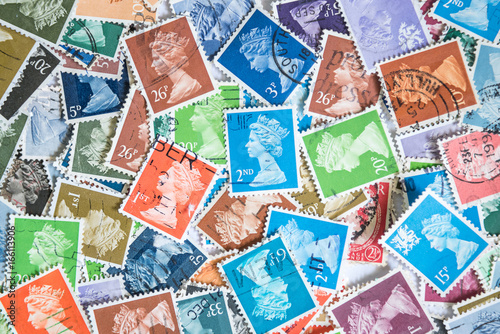 Background of stamps mail from different countries.
