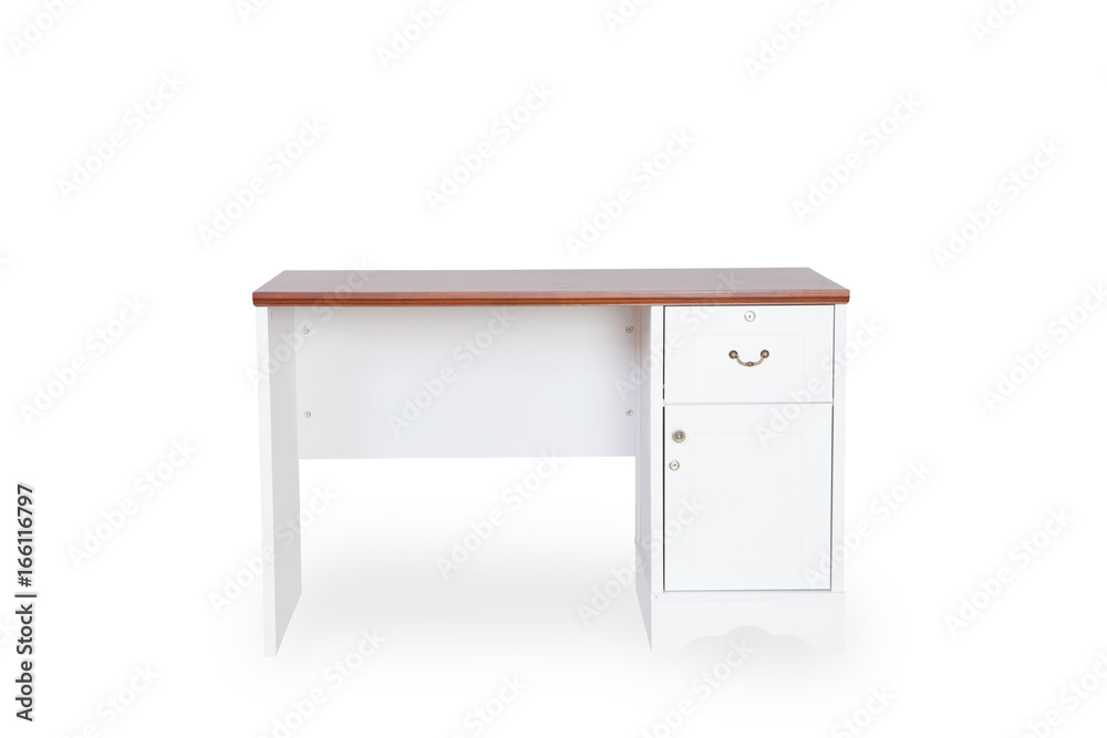 Empty desk isolated on white background with space for copy. Empty desk isolated on white background with space for copy.