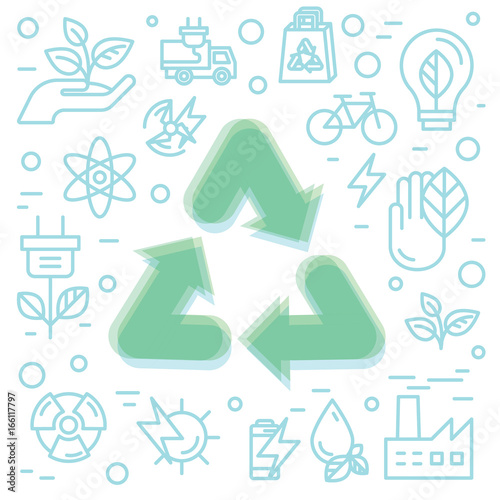 Isolated Vector Style Illustration Logo Set Badge Recycling Ecological Concept