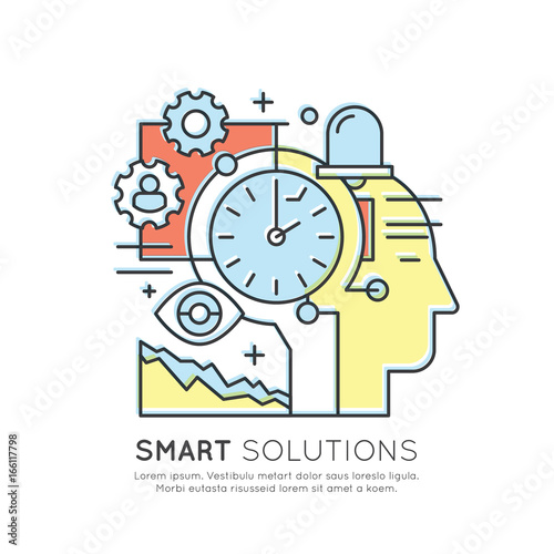 Vector Icon Style Illustration Concept of Time Project Management  Smart Solution  Deadline  Isolated Modern Symbol