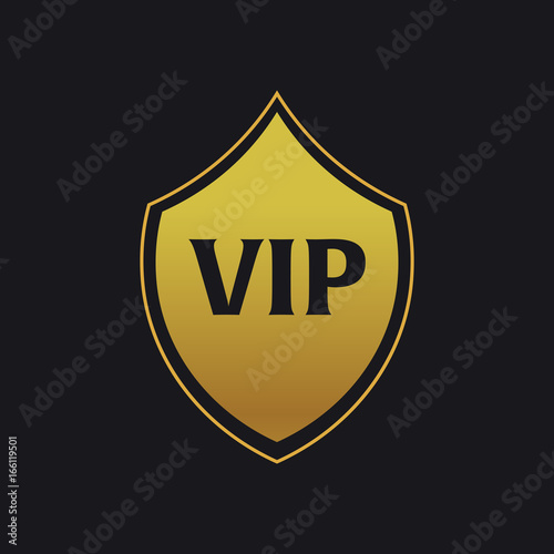 Vip emblem with shield. Luxury Vector illustration.