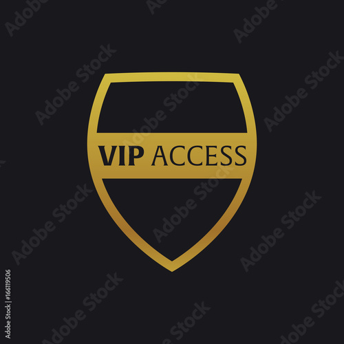 Vip emblem with shield. Luxury Vector illustration.