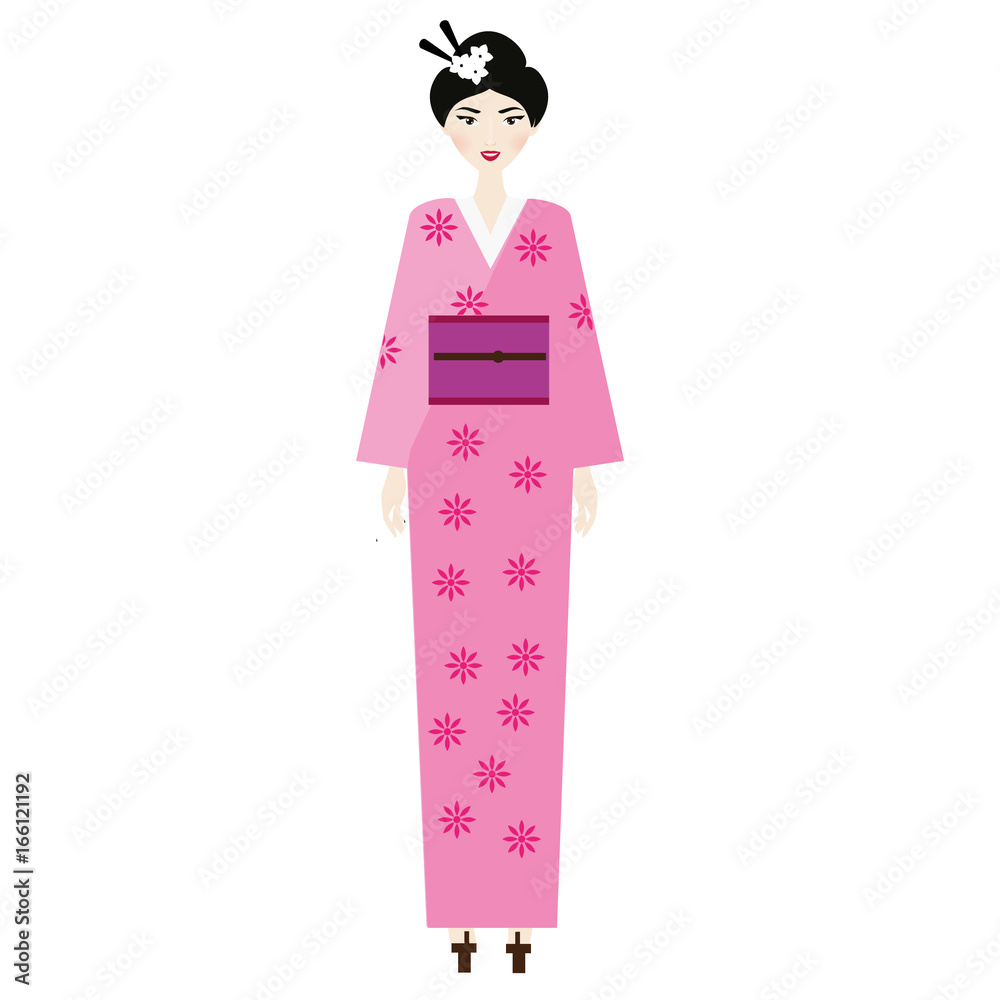 Woman in kimono. Female in traditional japanese clothes