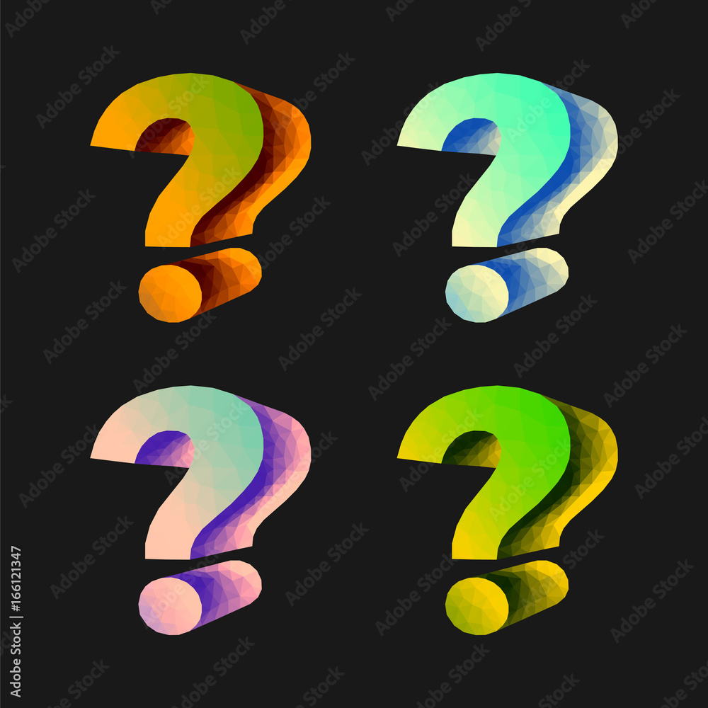 ser Polygonal question mark 3d volumetric on black ser Polygonal question mark 3d volumetric on black