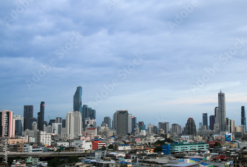 BANGKOK, THAILAND - 29 JULY, 2017 :  Cityscape view of Bangkok modern office business building in business zone at Bangkok. © akekalak