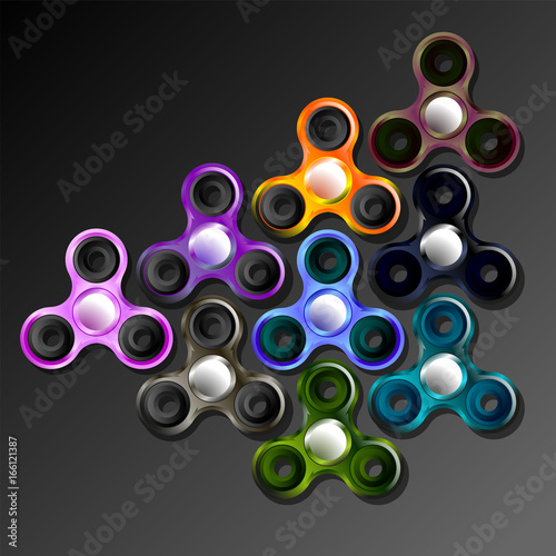 set Spinner on bearings rotates three-pointed fullcolor on dark
