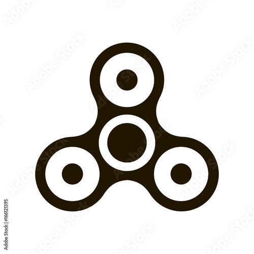 Spinner on bearings rotates three-pointed dark on white