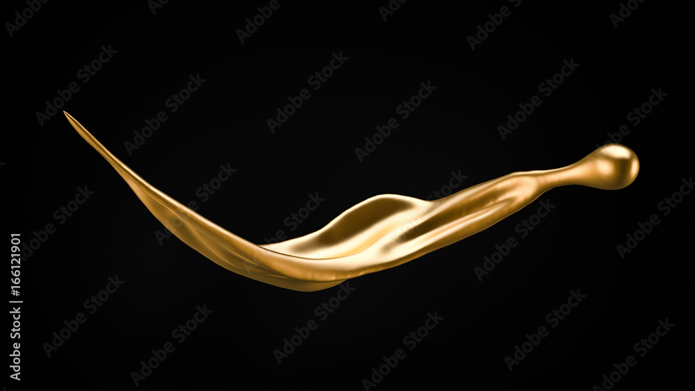 A splash of gold. 3d illustration, 3d rendering. A splash of gold. 3d illustration, 3d rendering.