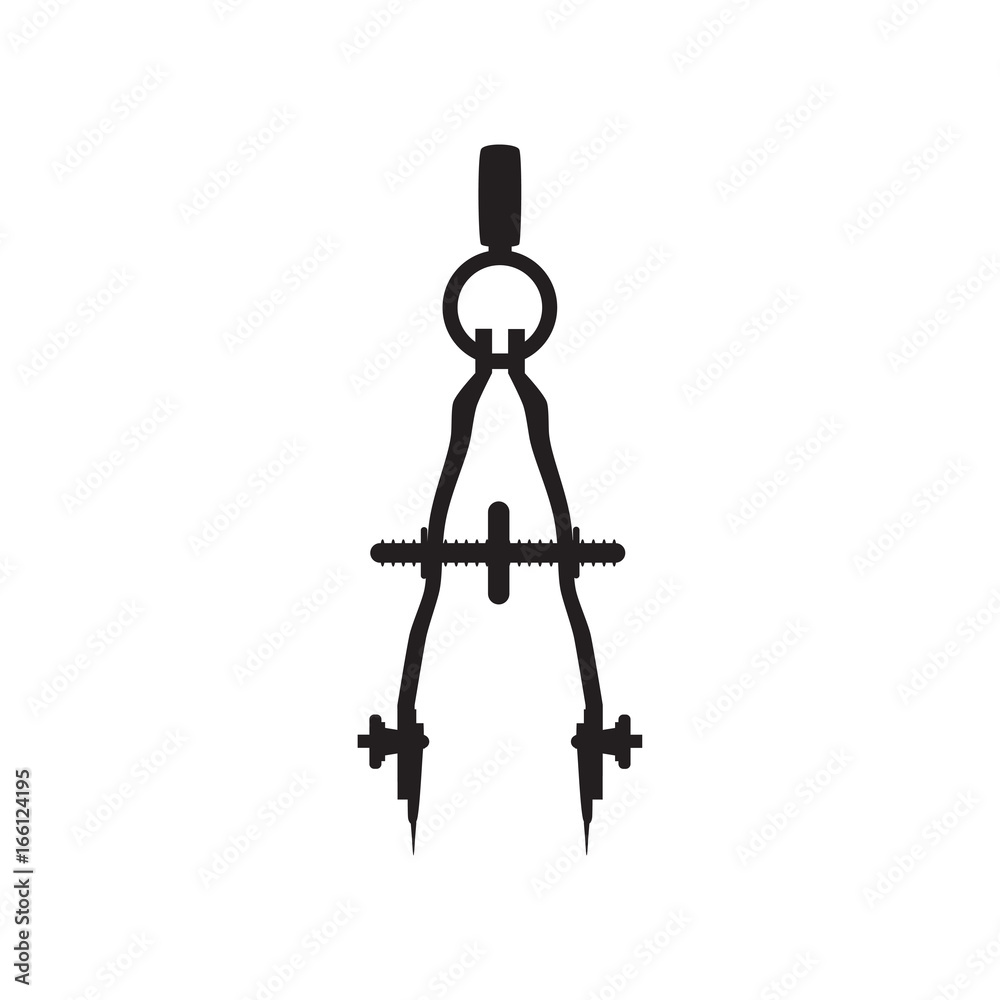 Vector black school compass flat illustration