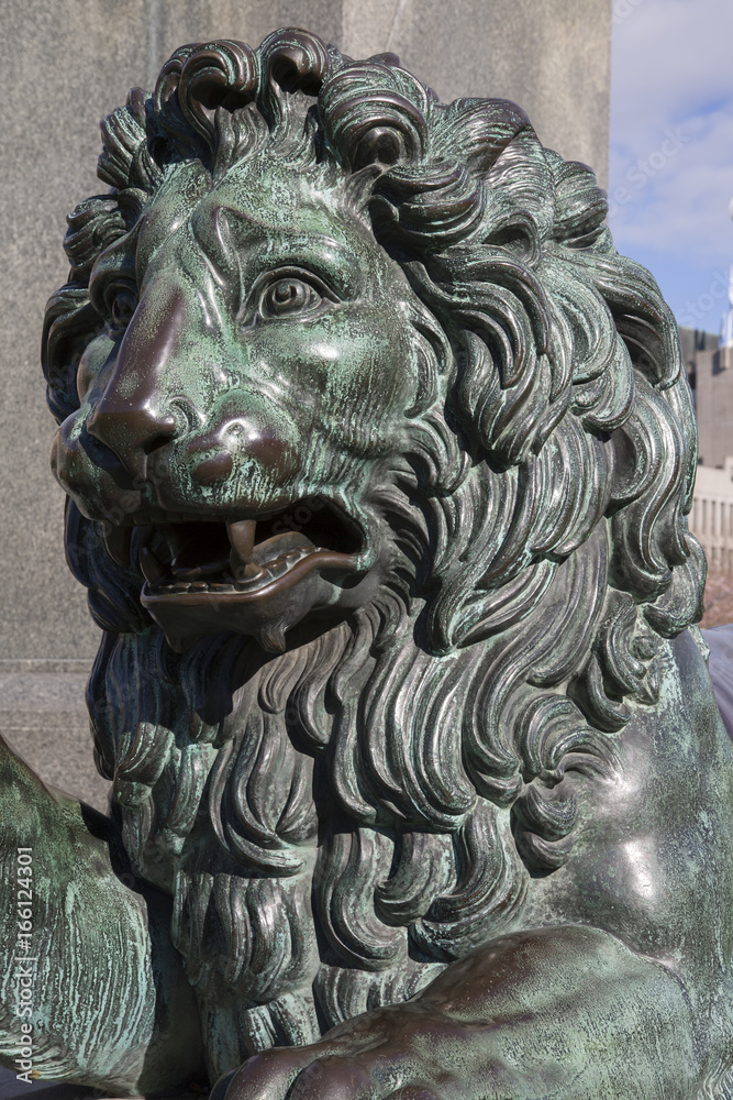 Lion Sculpture by Fogelberg (1824) on King Karl XIII Monument; Kings Garden; Stockholm Lion Sculpture by Fogelberg (1824) on King Karl XIII Monument; Kings Garden; Stockholm