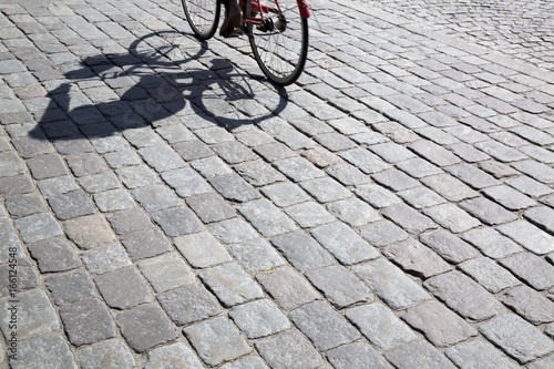 Cyclist on Cobblestones, Stockholm