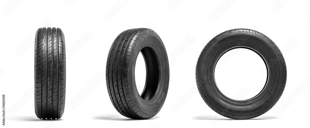 New car tires isolated on white background