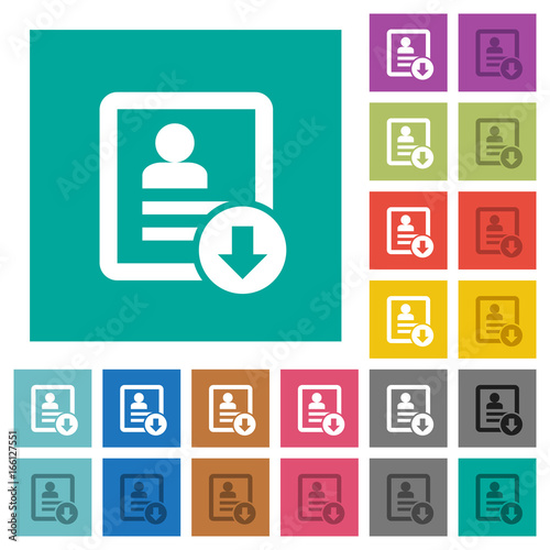 Move down contact square flat multi colored icons