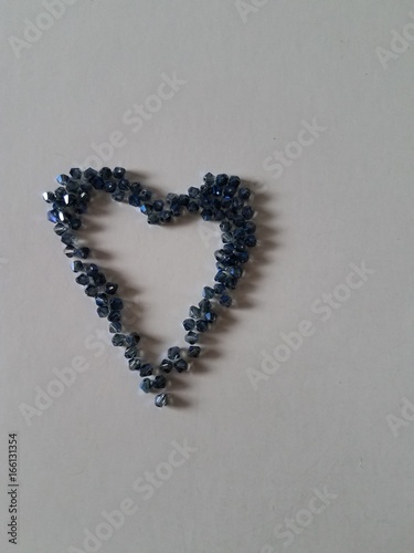 Blue crystal bicon bead in heart shape photo