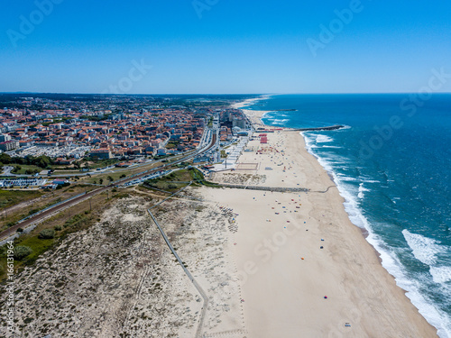 Aerial view of Espinho beach - Porto - Portugal photo