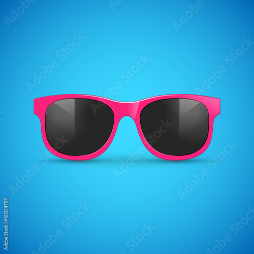 Vector sunglasses on blue. Eyeglasses hipster fashion illustration for summer