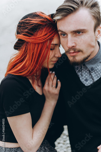 portrait of a young couple in love hipster