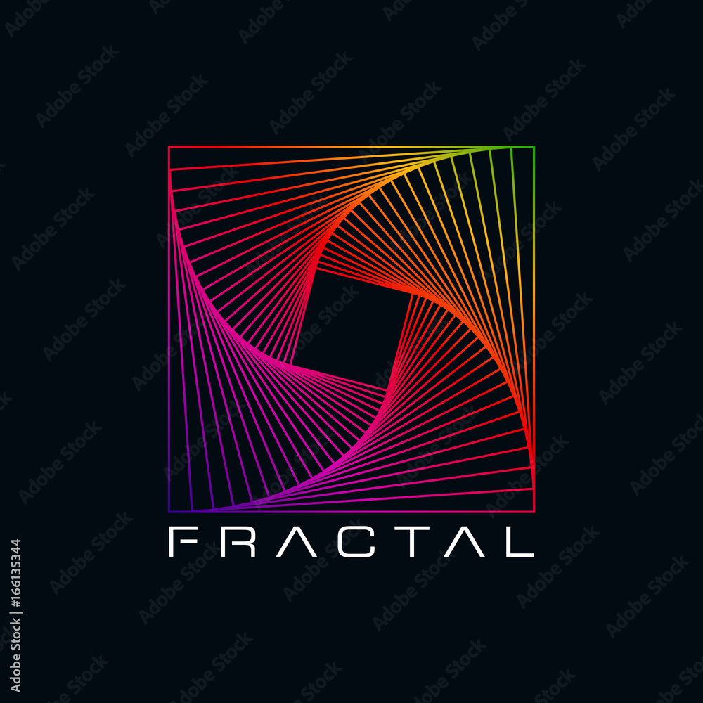 Naklejka premium Colorful Fractal Abstract Shape Symbol in black background