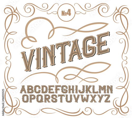 Vintage label font. Alcogol label style.