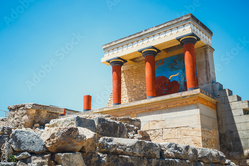 Scenic ruins of the Minoan Palace of Knossos on Crete, Greece photo