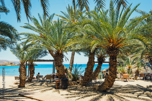 Famous beach at Vai with a beautiful palm forest on east Crete  Greece