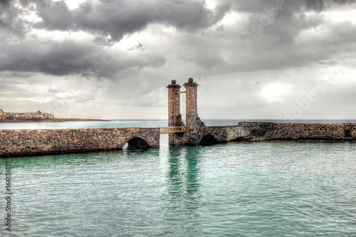 Puente de las Bolas Stone Bridge in Arrecife, Lanzarote, Spain