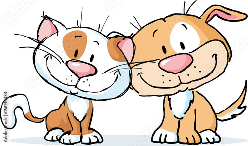cute dog and cat vector illustration cartoon isolated on white