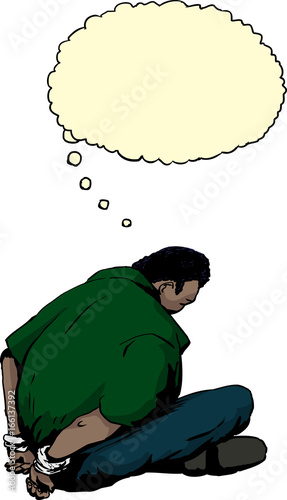 Black man with handcuffed hands