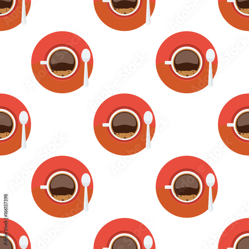 Vector seamless pattern with coffee cups on a white background for package or textile design.