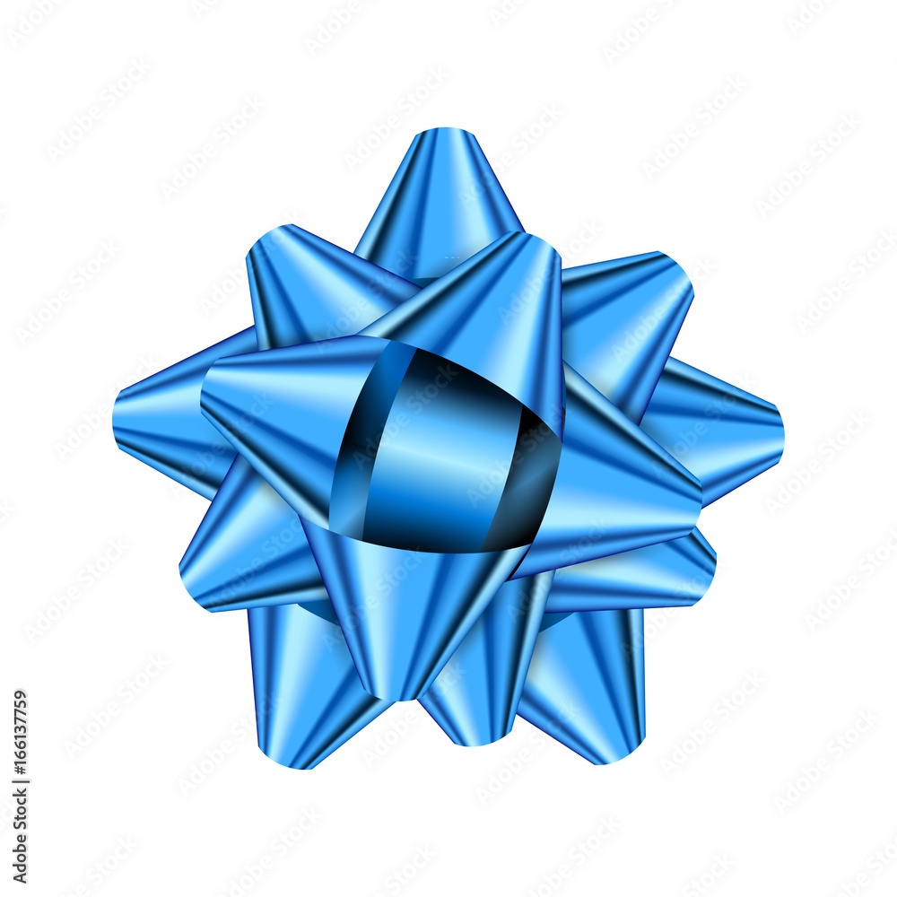Blue holiday bow on white background Blue holiday bow on white background