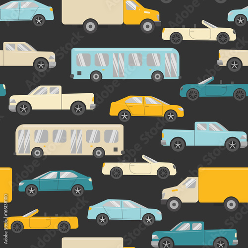 Bright seamless pattern with cars