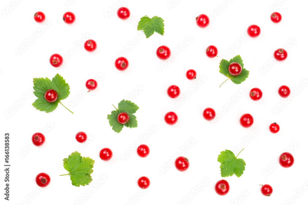 Red currant berries with leaf isolated on white background Red currant berries with leaf isolated on white background