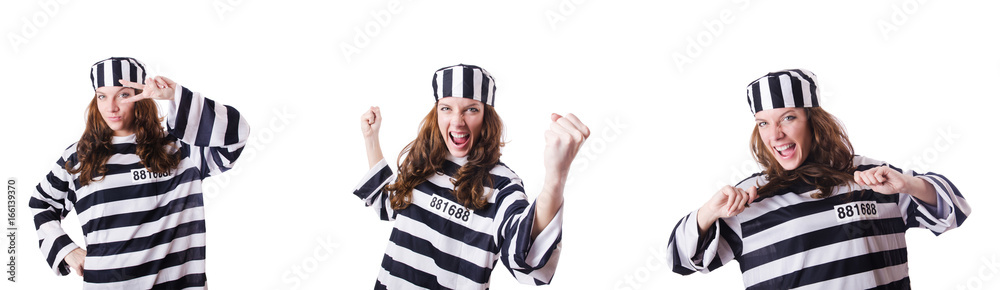Convict criminal in striped uniform Convict criminal in striped uniform
