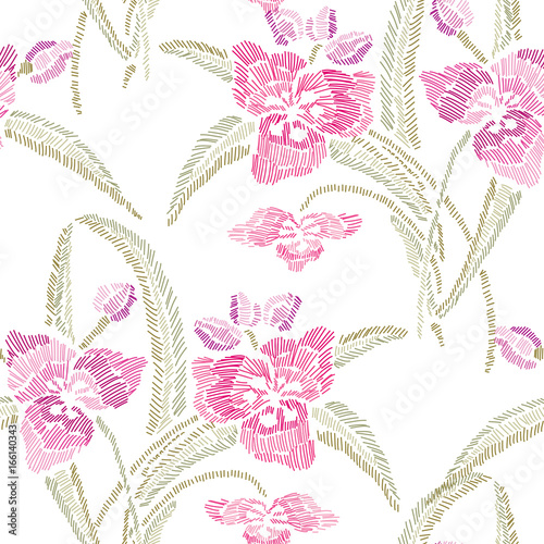 embroidery floral seamless pattern photo