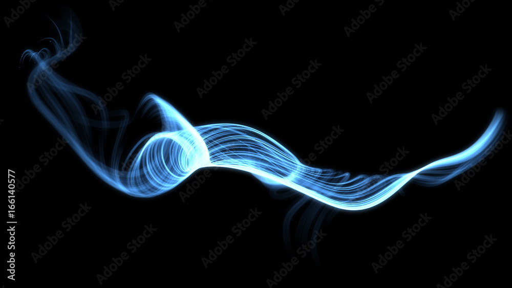 Light glow abstract effect black background. 3d illustration, 3d rendering.