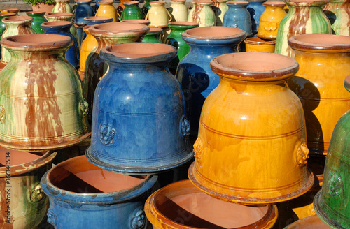 colorful earthenware vases photo