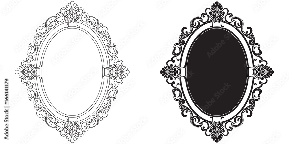 Oval vintage border frame engraving with retro ornament pattern in antique  baroque style decorative design. Vector. Stock Vector | Adobe Stock
