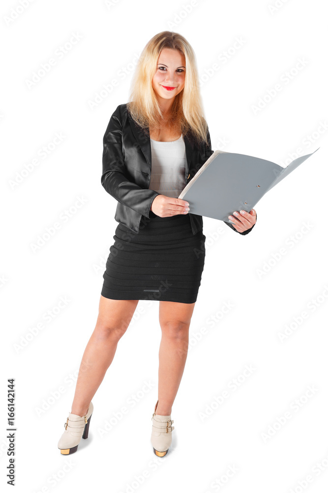 Business woman in a business suit with a folder Business woman in a business suit with a folder