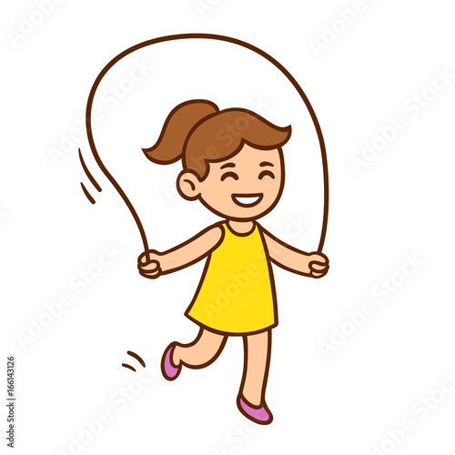 Cartoon girl jumping rope