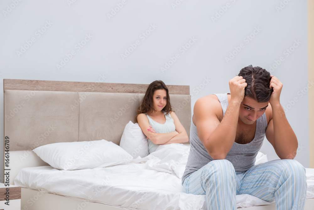 Family conflict with wife and husband in bed Family conflict with wife and husband in bed