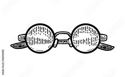 Glasses. Vector black vintage engraving