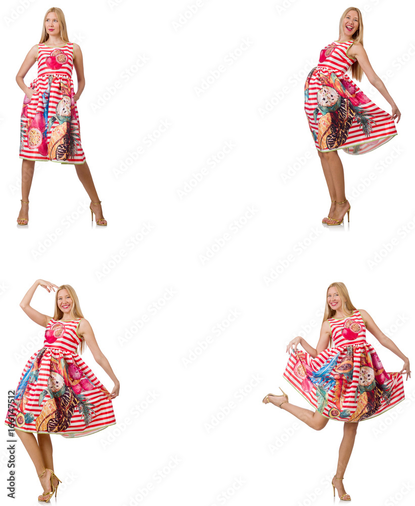 Collage of woman in fashion look isolated on white Collage of woman in fashion look isolated on white
