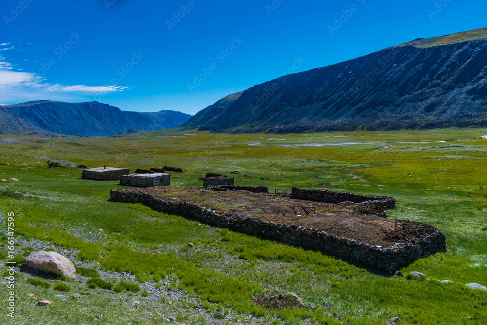 Winterlager Nomaden Altai Tavan Bogd Mongolei