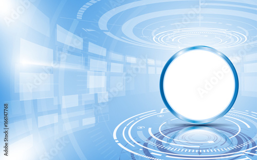 circle empty sign on blue abstract technology background